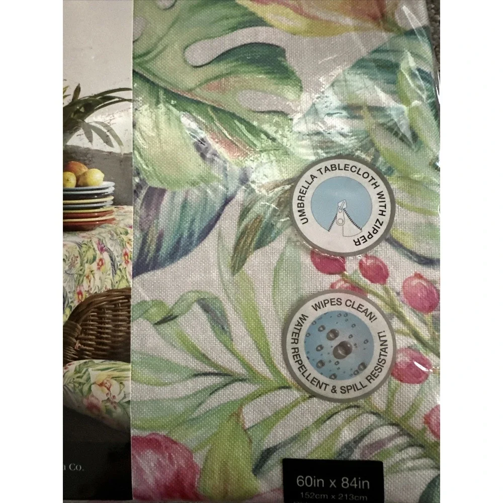 Fiesta Tropical Floral Indoor Outdoor Fabric Tablecloth 60x84 Rectangular New‎